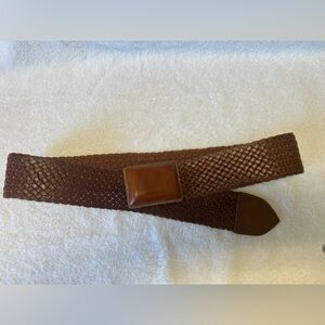 Chico's Brown Leather Woven Belt Size Small.